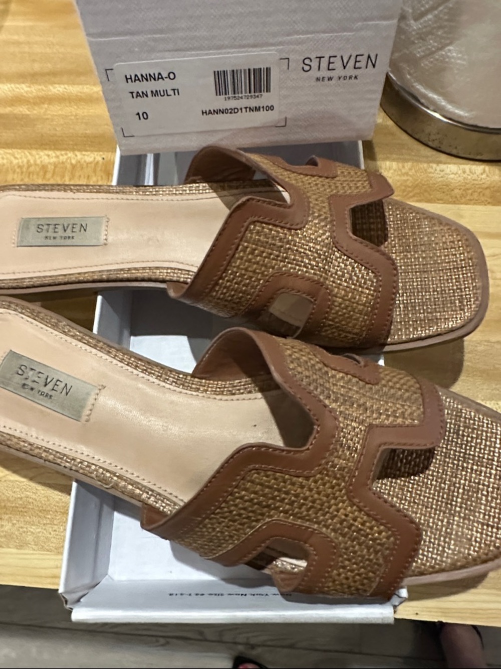 Steve Madden Tan Woven Slide Mules - Picture 5 of 5